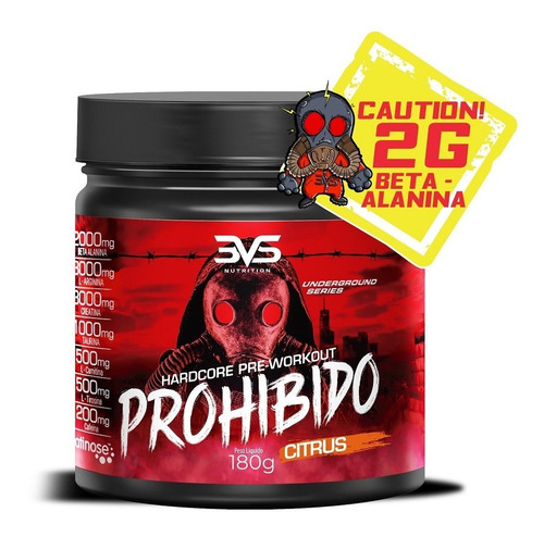 Imagem 1 de 6 de Prohibido Pré Treino 180g 3vs Nutrition - Com Beta Alanina