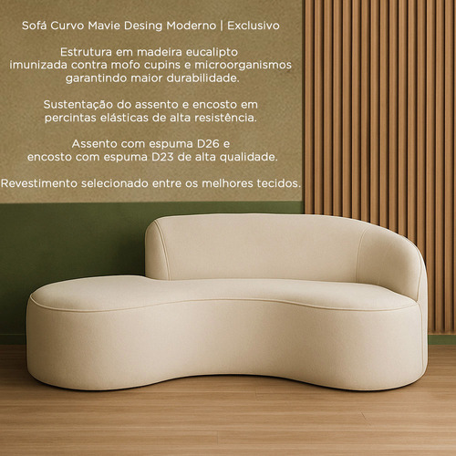 Sofá Curvo Braço Lado Direito Mavie Off White Sallar Home
