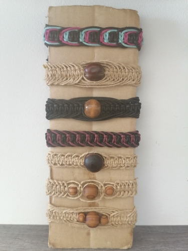 7 Pulseras Brazaletes Artesanales Tejidas Mano Hippie Rasta