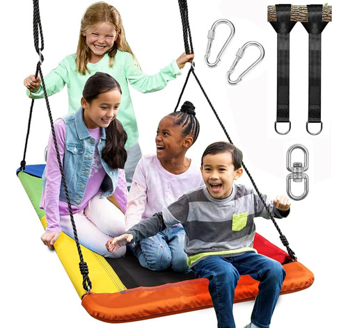 ~? Odoland 60inch Platform Tree Swing Para Niños Y Adultos -