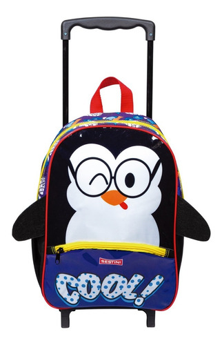 Mochila Escolar Infantil Meninos Estampada Pinguim Rodinha M