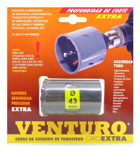 Mecha Sierra Copa Carburo Tungsteno 43mm Venturo Giro Extra