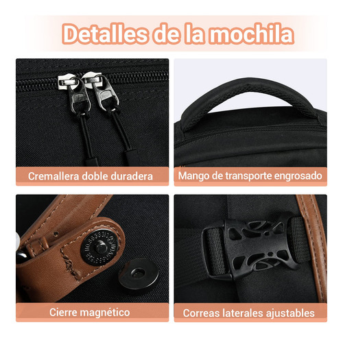 Mochila Impermeable Para Laptop 15,6 Pulgadas Viaje Negro
