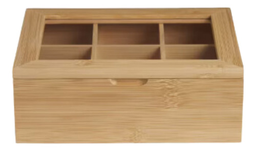Caja Organizadora De Te/bijou 6 Divisiones Y Tapa Bambú