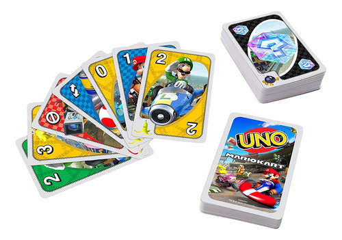 Jogo De Cartas Uno Mario Kart +7 Anos Com Itens E Cartas