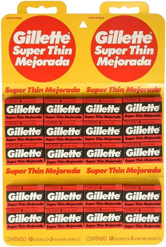 Super Thin Gillette Roja Hojas Afeitar Blisters X20 Unidades