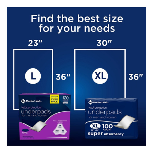 Member's Mark Protección Total Toallas De Cama Underpads 120