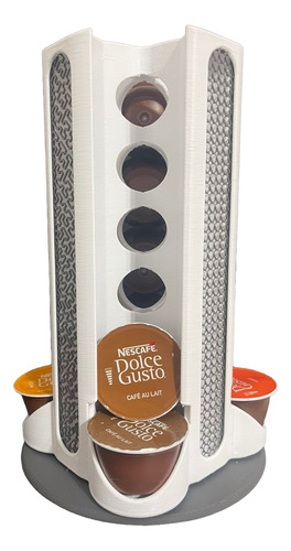 Porta Capsulas Giratorio Rotativo Apto Dolce Gusto X20 Deco Blanco Y Gris