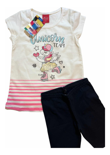 Conjunto Feminino Infantil Camiseta E Bermuda Tam 3 Elian