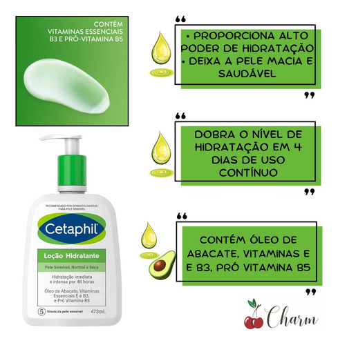 Kit Creme Loção Hidratant E Cetaphil Corpo Rosto Pele Seca