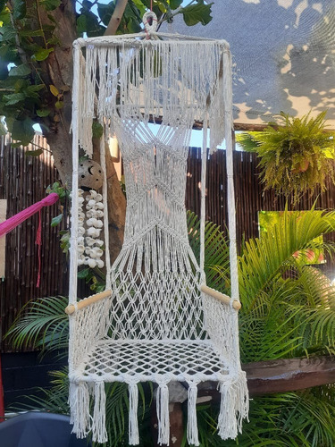 Silla Macramé Modelo Rey, Algodón Natural, Tejido A Mano 