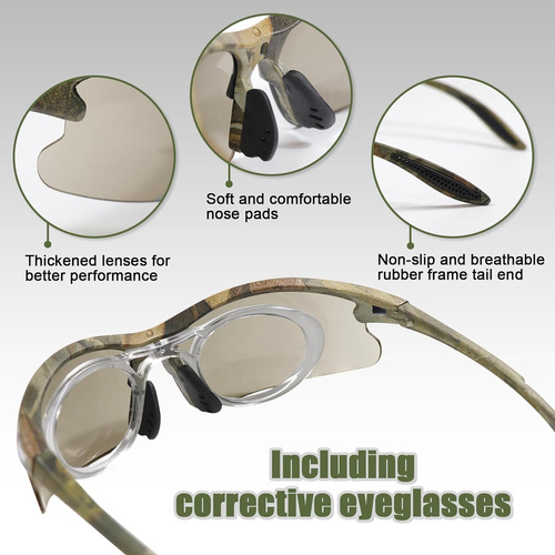 Huntpal Juego De Gafas De Seguridad Para Caza Con 3 Lentes I
