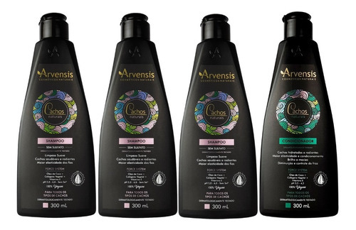  Kit Cachos Arvensis 3 Shampoo 300ml + 1 Condicionador 300ml