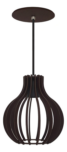 Luminária Lustre Pendente Madeira 18x21cm 5970 Tabaco
