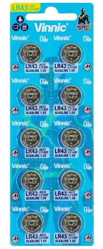 Pilas Vinnic Lr43 L1142f Ag12 186 Blister X 10 Unidades 1.5v