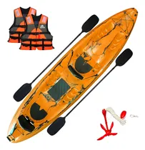 Comprar Kayak Caiaker Raia Triplo 2 Adultos + 1 Niño Chalecos Remo Color Naranja Neon