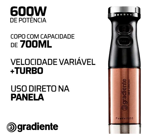 Mixer Gradiente Powder 600 Cobre Collection 600w Com Copo