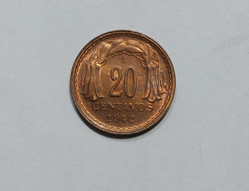 Moneda De 20 Centavos Año 1942 Sin Circular
