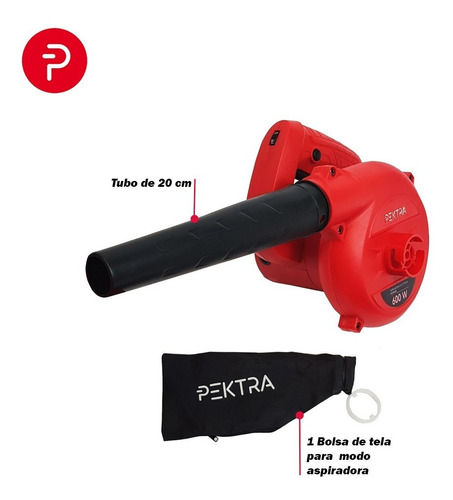 Imagen 4 de 8 de Sopladora Aspiradora 600w Pektra Electrico Bolsa De Hojas