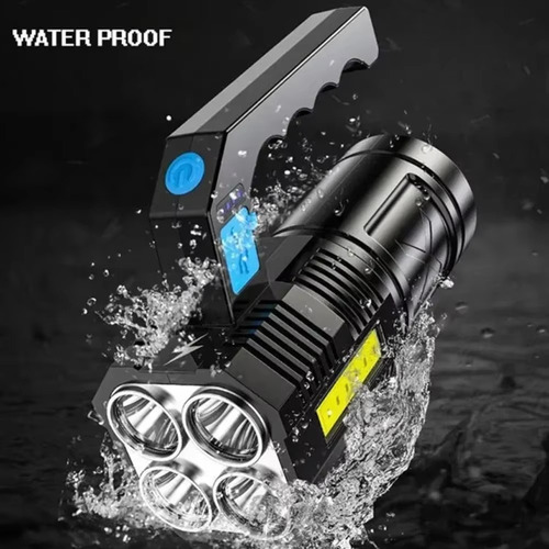 Linterna Cob De Carga Usb De 4 Led Con Pantalla De Alimentac