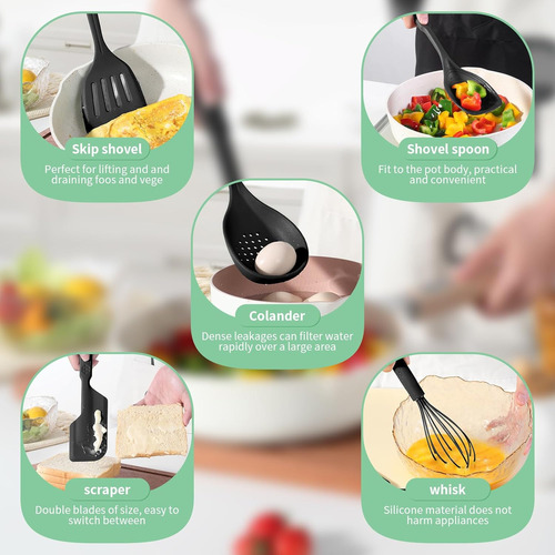 Zeaharee Kitchen Utensils 12 Pcs Silicone Cooking Utensils S