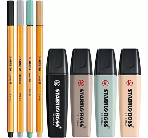 Kit Stabilo Point 88 E Marca Texto Boss Nature Colors