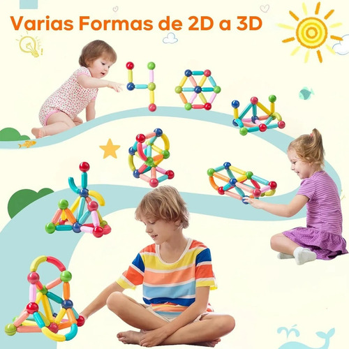 Juego Bloques Magnético Para Armar Barra Stick 41 Pz Juguete 58 Magnéticos 58 Piezas