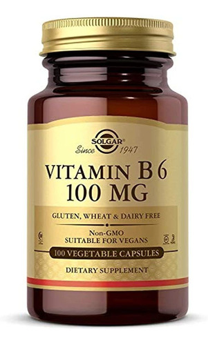 Solgar Vitamina B6 vegetable Capsules, 100 mg, 100 count