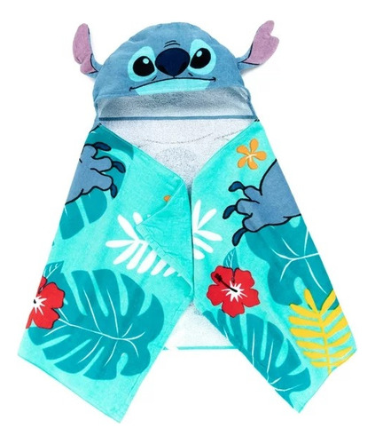 Toalla De Capucha Stitch Disney Color Azul