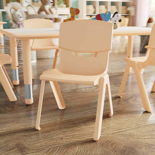 Paquete De 10 Sillas Escolares Apilables De Plástico Natural Natural Diseño De La Tela