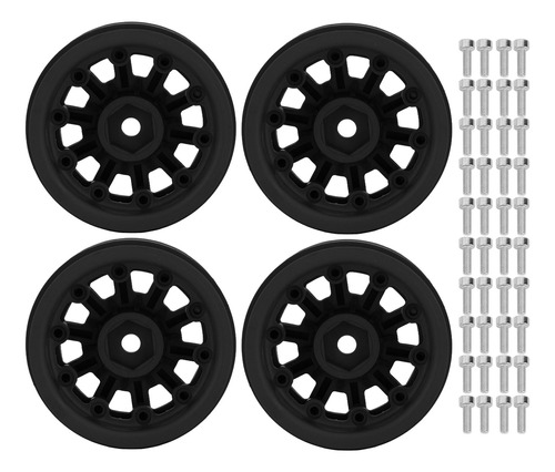 Llantas Rc Negras Negras, Ruedas Beadlock De 1.9 Pulgadas Pa