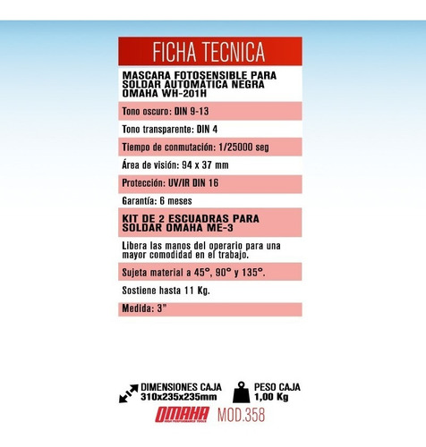 Imagen 2 de 10 de Mascara Fotosensible Careta Para Soldar + 2 Escuadras 11 Kg