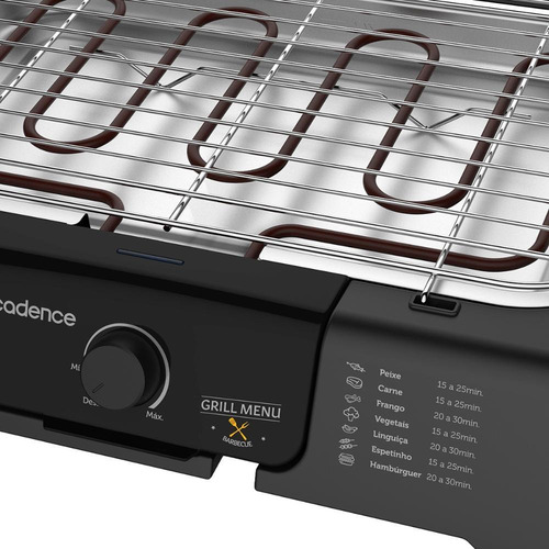 Churrasqueira Elétrica Cadence Grill Menu 1800w Grl810 Preto
