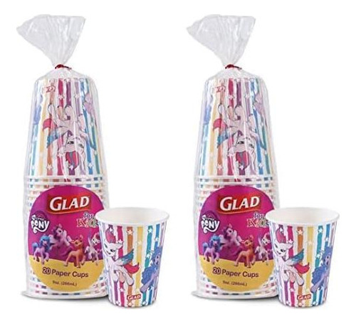 Vasos De Papel Glad My Little Pony 20 Ct 266 Ml Rayas