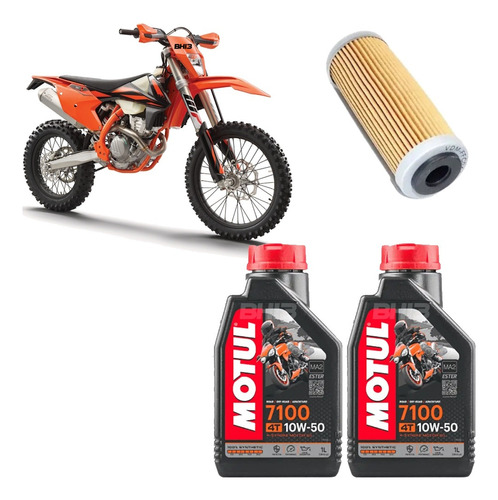 Kit Troca Óleo Motul 7100 10w50 Ktm 350 Exc-f 350cc + Ffc044