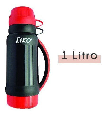 Termo 1 Litro Ekco Ampolla De Vidrio Negro/rojo 16159 | Meses sin intereses