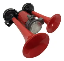 Comprar Bocina De Aire Roja Camion 2 Tonos 12v Rutera Con Compresor