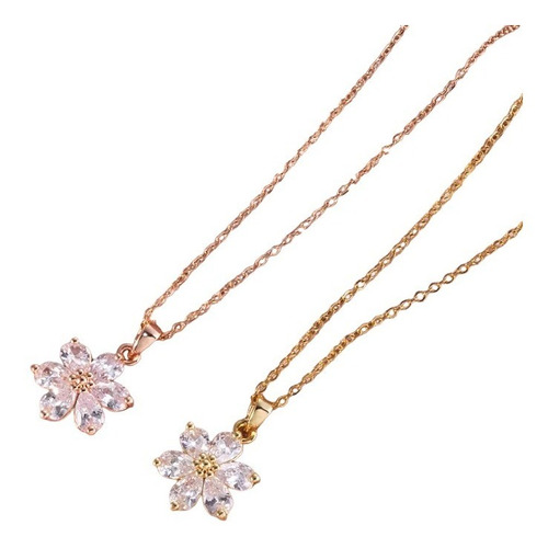 Oferta!! Collar Flor De Cristales Oro 18kt Circón Mujer 111