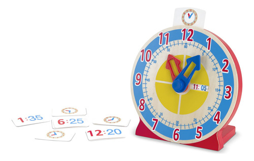 Reloj De Madera Educativo Para Niños, Con Tarjetas Reversi.