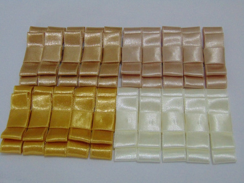 30 Laços Duplo Cetim Nº3 1,5cm E Fita Adicional 21cm