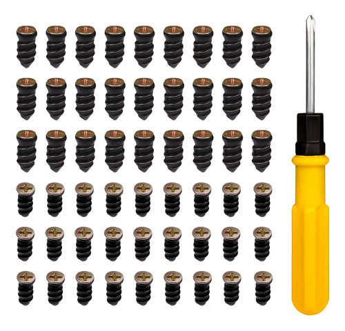 60 Tornillo Goma Para Neumatico Kit Uña Reparacion Negro 30