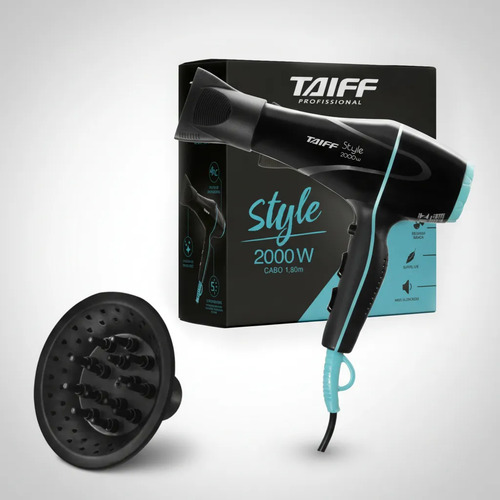 Secador Taiff Profissional Style 2000w Com Difusor Cachos Preto