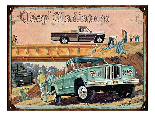 Cartel De Chapa Vintage Jeep Gladiator C205 No Es Vinilo