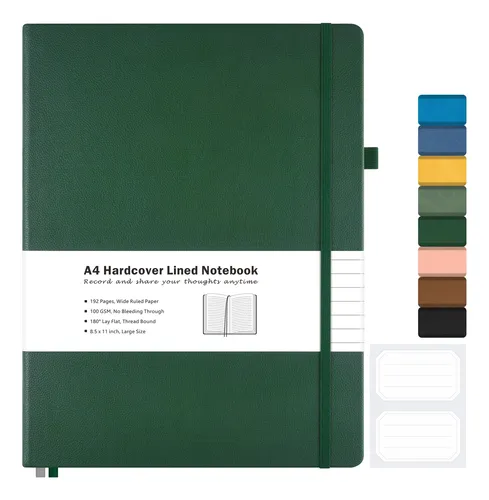 comprar Libreta Maleden, Tamaño A4, 192 Páginas, Piel, Color Verde
