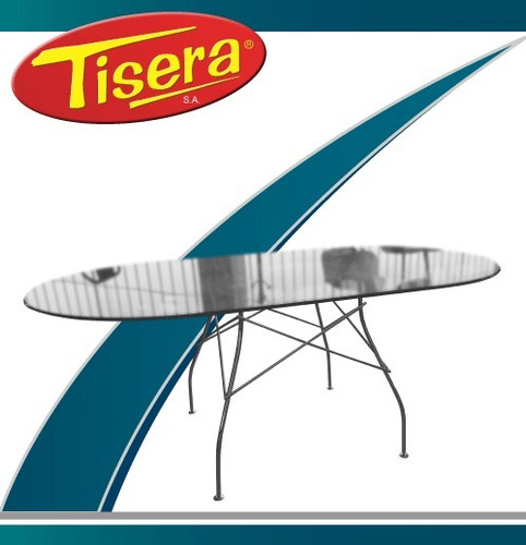 Imagen 2 de 4 de Mesa Oval Vidrio Patas Cromo Comedor Hogar Tisera Mdv-11