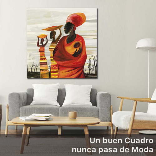 Cuadro Africana Etnica Colores Rusticos Canvas 60x60 C6