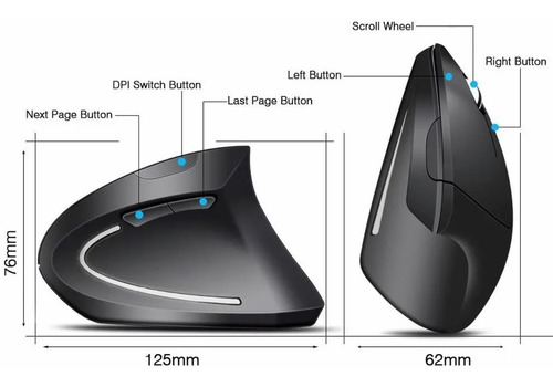 Imagen 2 de 9 de Mouse Óptico Vertical Ergonómico Inalámbrico 2.4g Usb