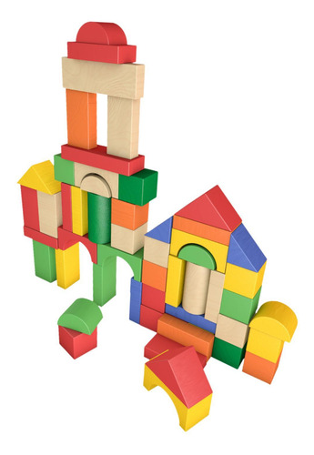 50x Bloques De Construcción De Madera Juguetes Para Niños