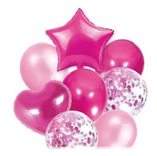 comprar 8 Globo Metalicos Transparente Confeti Glitter Decoracion Rosa