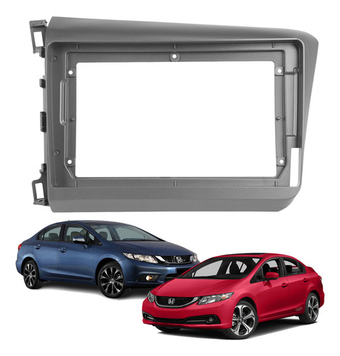 Moldura 2 Din 9 Polegadas Honda Civic 2012 À 2016 - Grafite